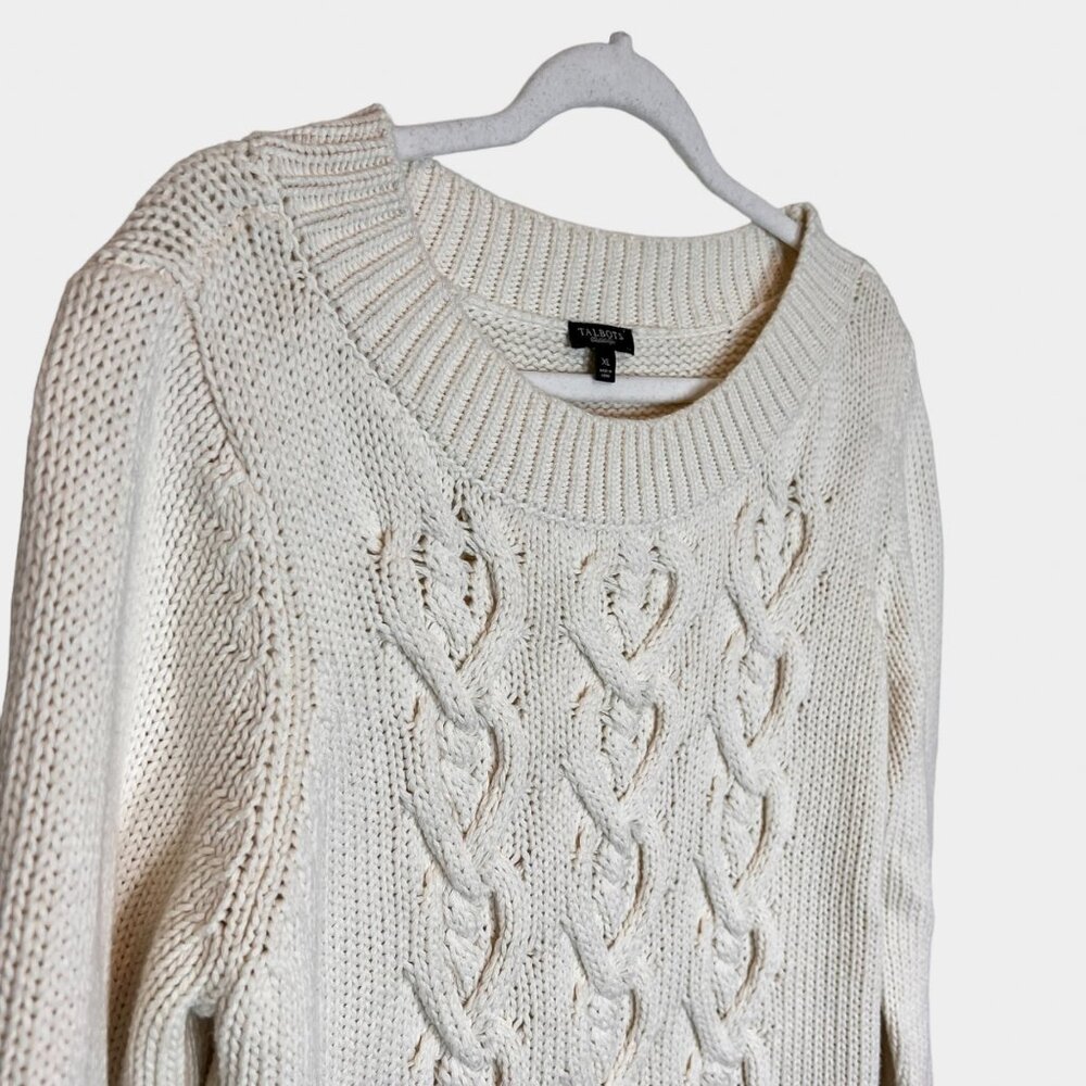 Talbots Sweater XL Chunky Cable Knit Round Neck Womens Pullover Size Extra Large - Picture 3 of 11